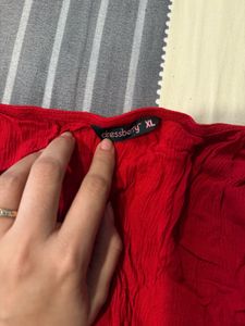 Red V-Neck Flutter Sleeve Top