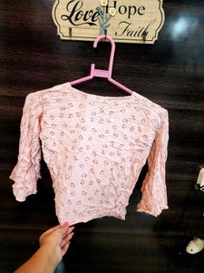 Cute Pink Heart Crop Top