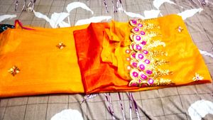 Embroidered new mirror work saree