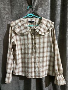 Cute Plaid Ruffle Blouse