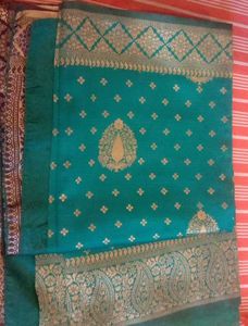 Elegant Teal Banarasi Silk Saree