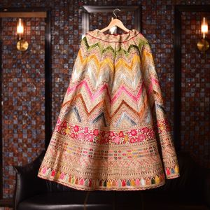 Stunning Bridal Lehenga + Choli + 2 Dupatta Set