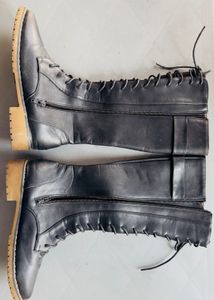 Stylish Black Lace-Up Combat Boots