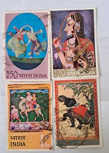 1973&#39;s 4 Vintage Indian Stamps