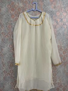 Cream & Gold Trimmed Kurta