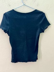 H&amp;M Ribbed Frill Top