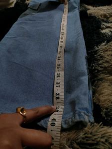 Blue Wide Leg Denim Cargo Jeans
