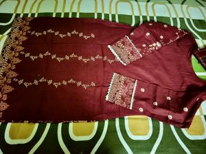 unused Elegant Maroon Kurta Set ( fixed price)