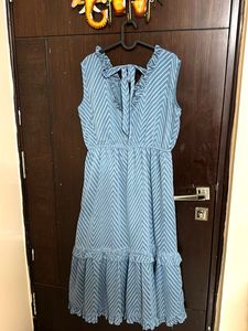 Blue Chevron Midi Dress