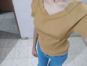 Mustard V-Neck Top