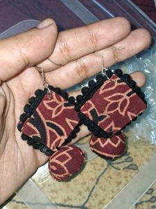 Unique Handmade Kalamkari Fabric Earrings