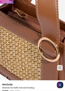 Westside Tan Raffia Textured Handbag