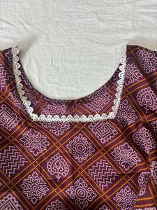 Burgundy Bandhani Print Short Kurti