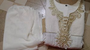 Half White Long Frock With Stone Work.....