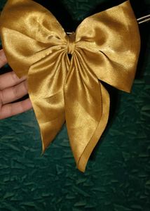 Gold Satin Hair Bow