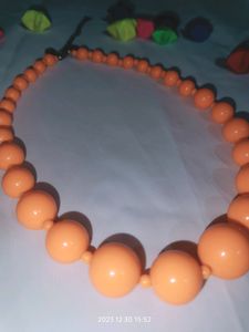 Bohemian orange multibead necklace