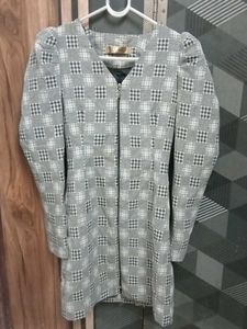 Checkered Puff Sleeve Mini Dress