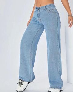 Denim blue Wide Leg Jeans Set