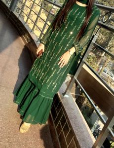 Sharara Dress (bottle Green Colour)
