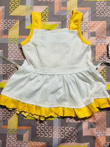 Cute Yellow And White Baby Frock