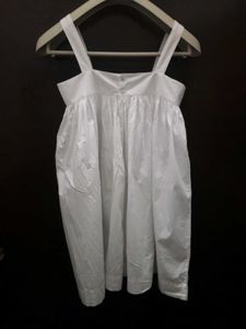 White Cotton Babydoll Mini Dress