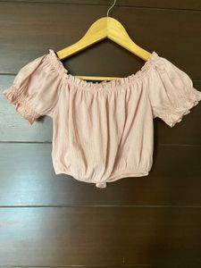 Dusty Pink Colour Off Shoulder Top(S)