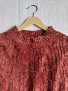 Chenille Velvet Mock Neck Sweater