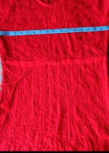 Red Chikankari Anarkali With Duppata