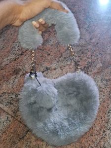 Fuzzy Heart Handbag