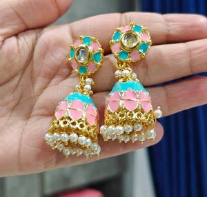 Minakari Long Earrings