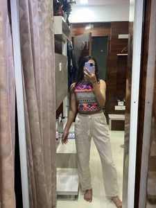 Beige Urbanic Linen Pants Women