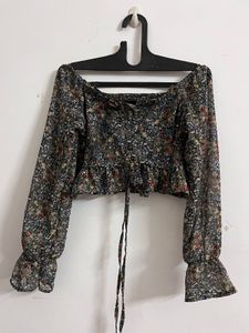 Floral Chiffon Crop Top