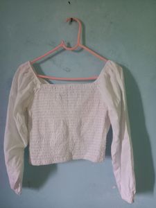 Full Sleeve White Crop Top
