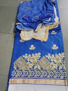 Royal Blue Dress Material in diamond