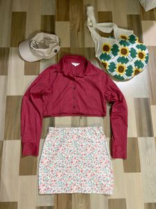 Outfit: Cropped Blouse & Floral Mini Skirt