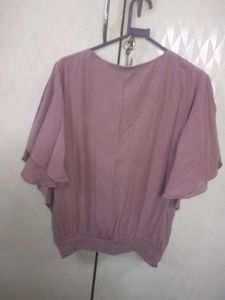 Mauve Flowy Blouse with Floral Detail
