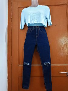 Ajio Highwaisted Jeans With Crop Top