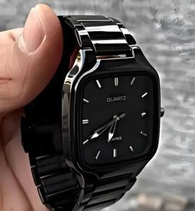 Stylish Black Square Dial Quartz Watch – Men&#39;s Fas
