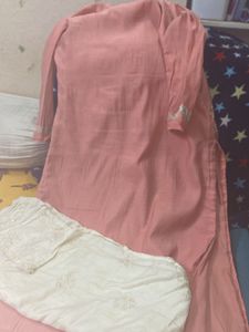 Designer Peach Embroidered Kurti With Dupatta