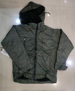 Olive Green Puffer Jacket with Hood