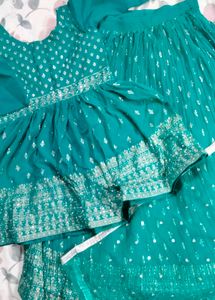 Teal Sequin Embellished Skirt