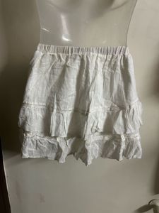 Tiered Ruffle White Skirt