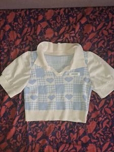 Cute Checkered Heart Crop Top