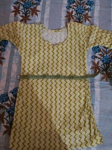 Chevron Print Lime Green Short Kurti