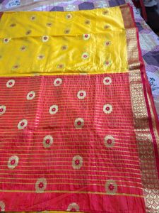 Beautiful Festive Saree With Red Border