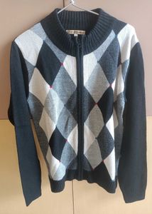 Argyle Zip-Up Cardigan