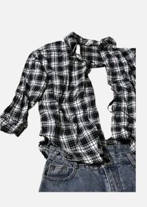 Vintage 90s Black And White Check Plaid Shirt