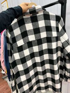 Oversized Black &amp; White Buffalo Check Shacket