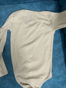 Beige Long Sleeve Bodysuit