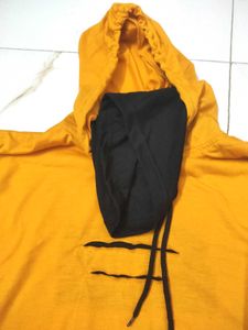 Yellow &amp; Black Color Block Hoodie